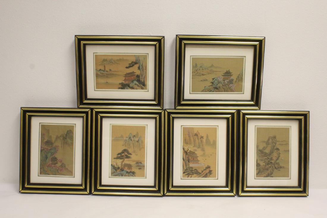 6 Chinese vintage framed w/c on silk paintings (1 of 10)