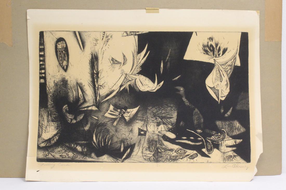 Color intaglio by Lee Chesney: Color intaglio "falling in cock" by American artist Lee Chesney (1920 -), 15"x24"