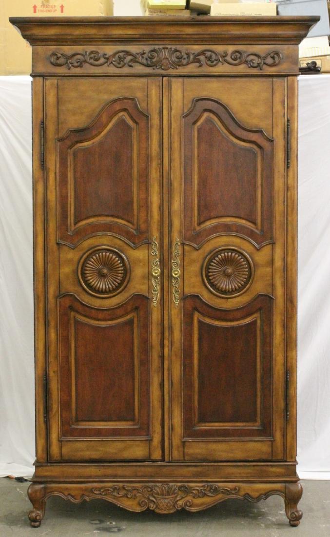 A large French walnut wine cooler/ wine cabinet: A large French walnut wine cooler/ wine cabinet, 82.5"Hx55.5"x28"