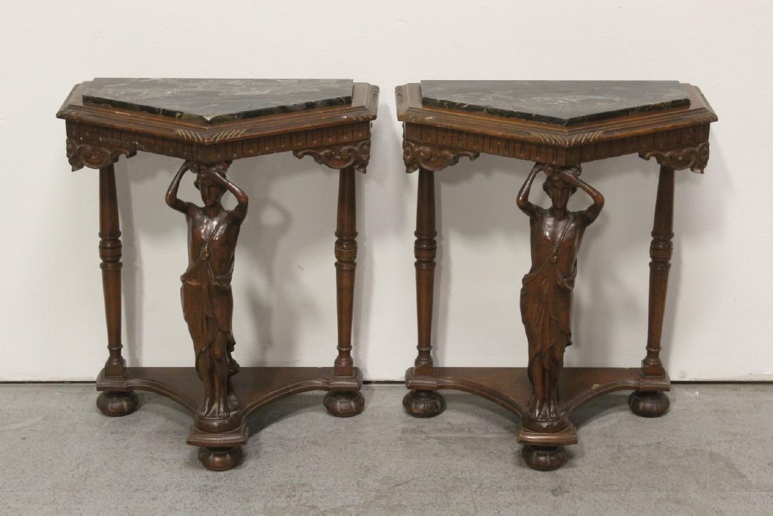 Pair French marble top lamp tables (1 of 10)