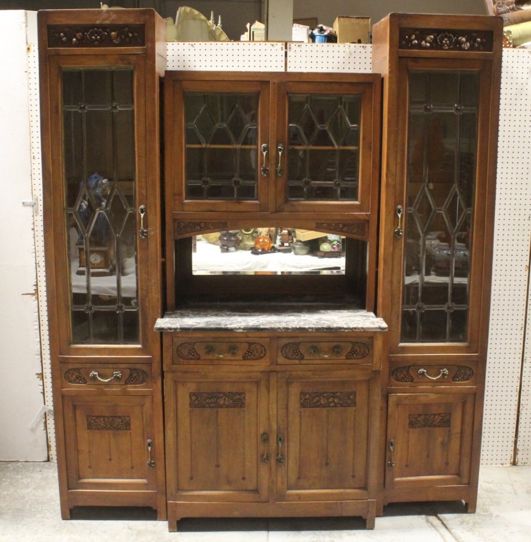 19th c. 3 piece French walnut display case set (1 of 10)