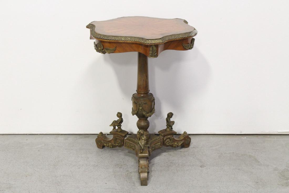 French antique marquetry inlaid center table (1 of 9)
