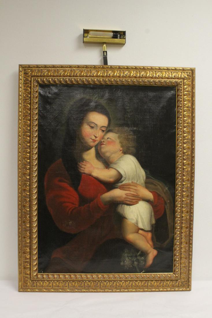 18th/19th c. oil on canvas "Jesus and Maria" (1 of 10)