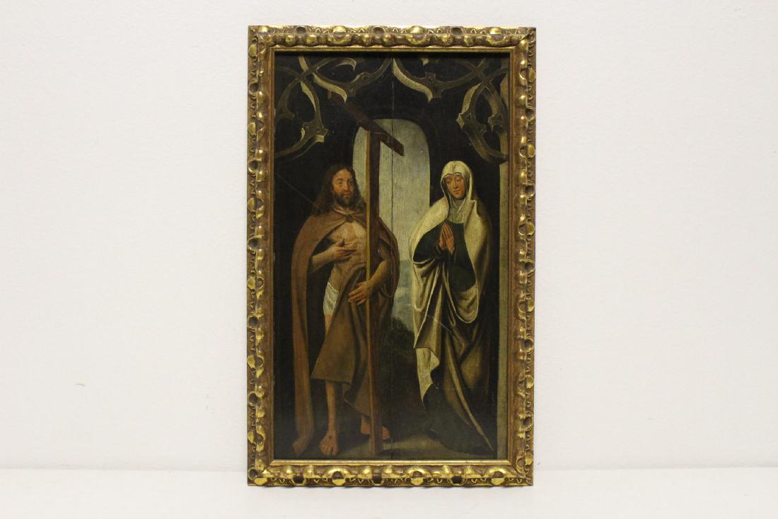 Antique oil on wood panel depicting religious subject (1 of 10)