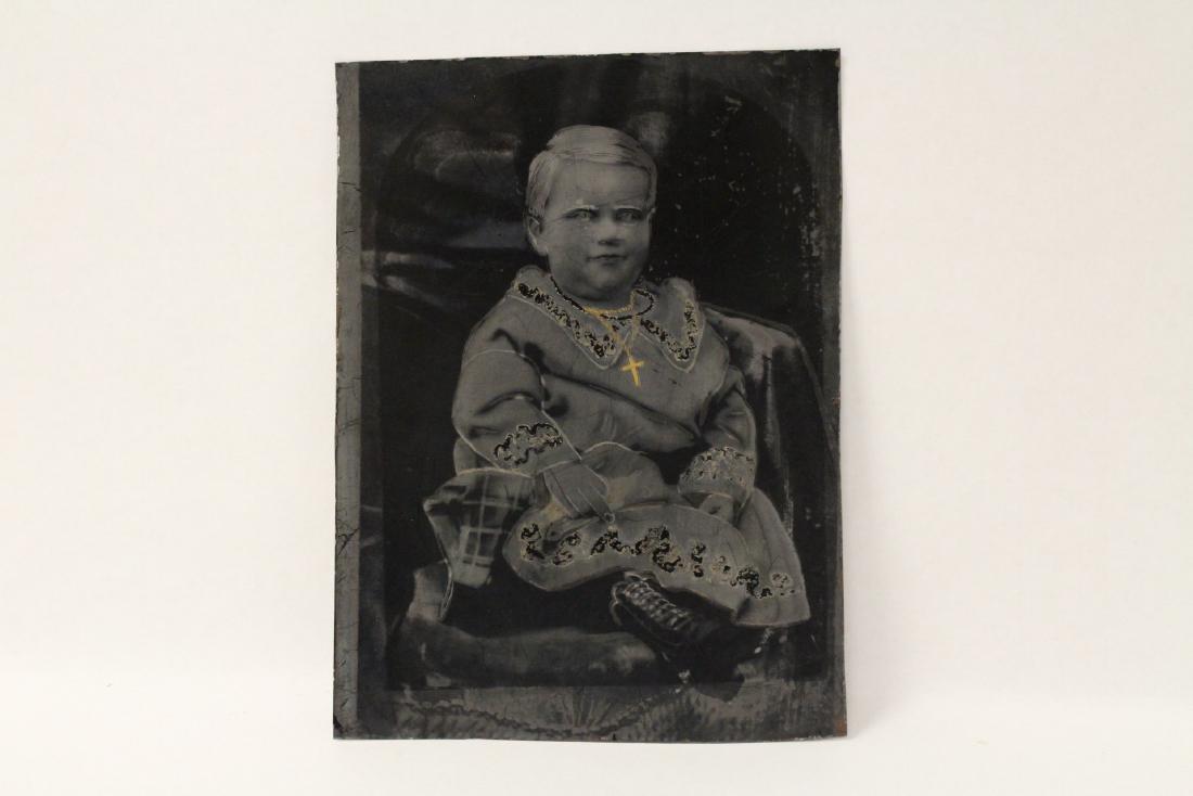 Large antique tin type hand color enhanced photo (1 of 9)