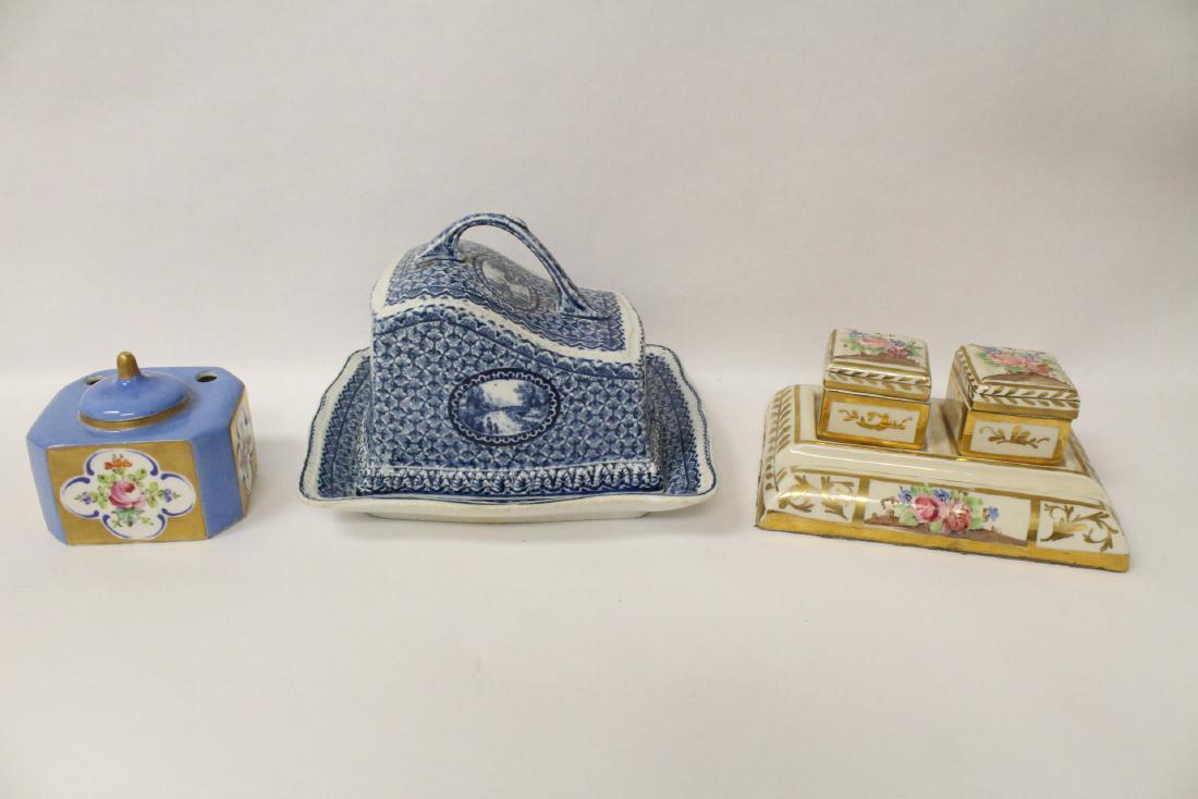 Victorian cheese server, a Sevre ink box & a desk set (1 of 10)