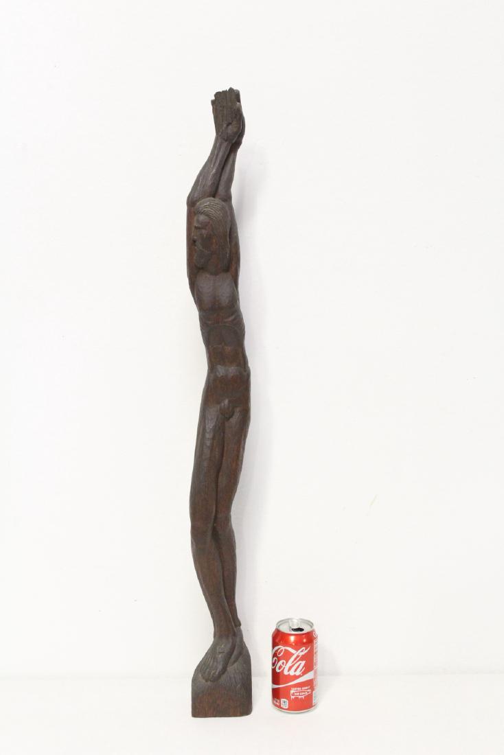 Wood carved figure by Robert Ortlieb: Wood carved figure by California artist Robert Ortlieb (1925-), 33.8"H