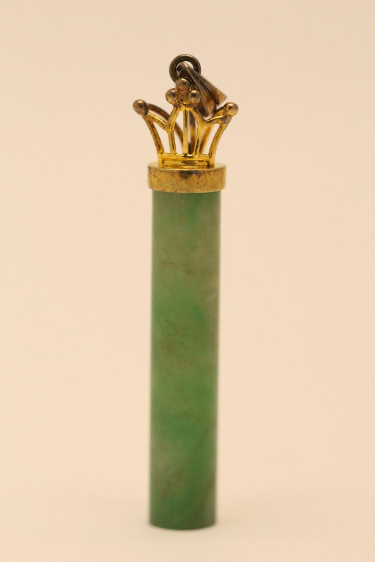 Antique jadeite pendant with 14K (1 of 10)