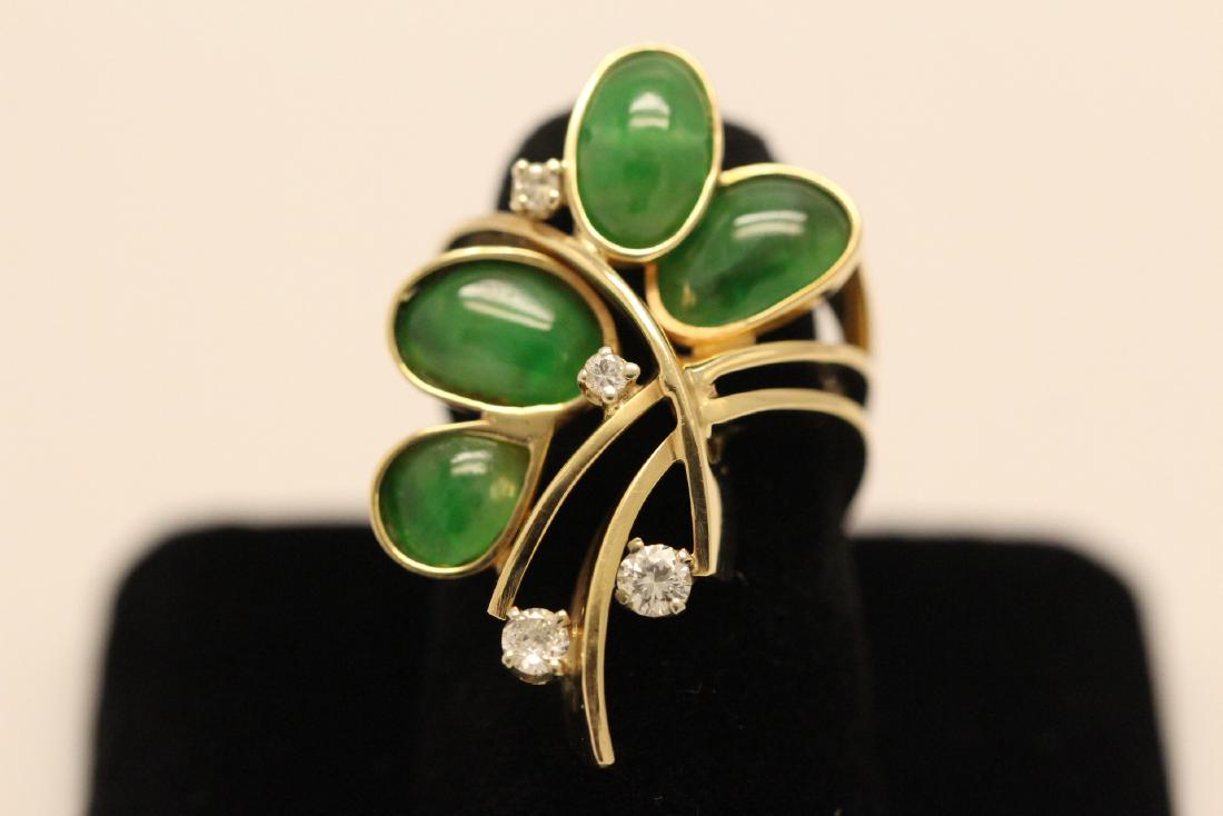 14K Y/G free design jadeite diamond ring (1 of 10)