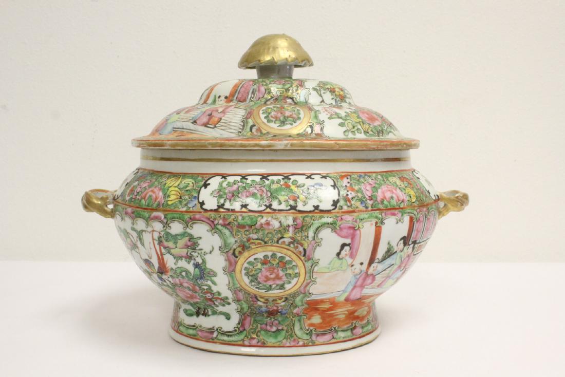 Rare Chinese 19th c. large rose canton tureen (1 of 10)