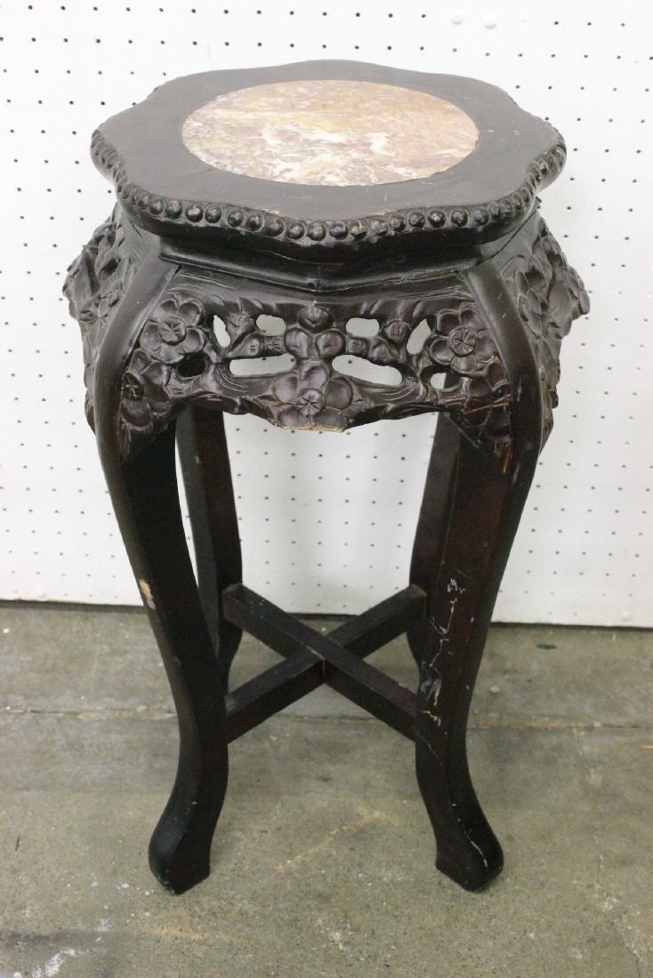 Chinese marble top pedestal table (1 of 9)