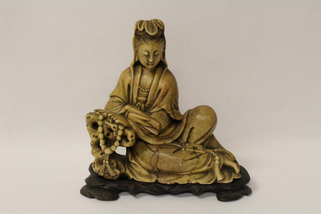 Chinese antique shoushan stone carved Guanyin (1 of 10)