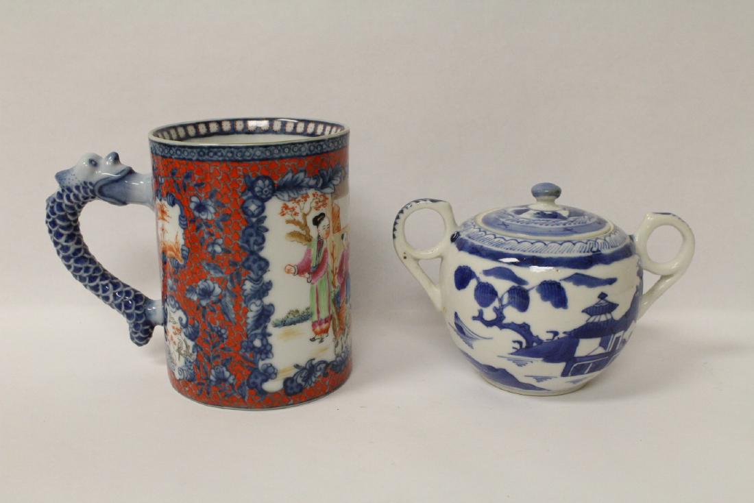 Famille rose pitcher and b&w teapot (1 of 10)