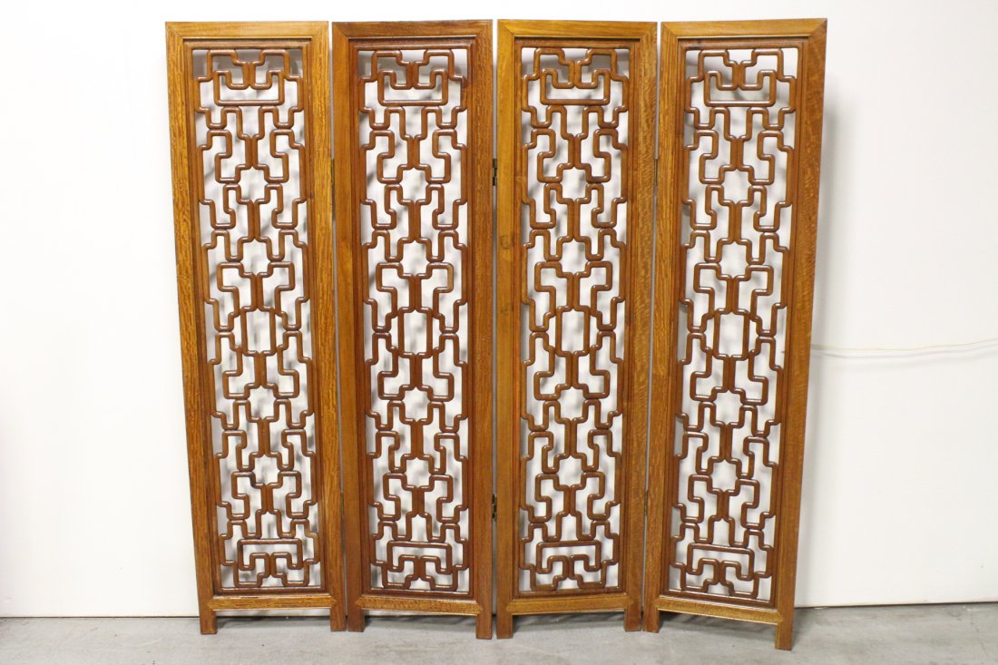 Chinese Rosewood 4 panel room divider (1 of 10)