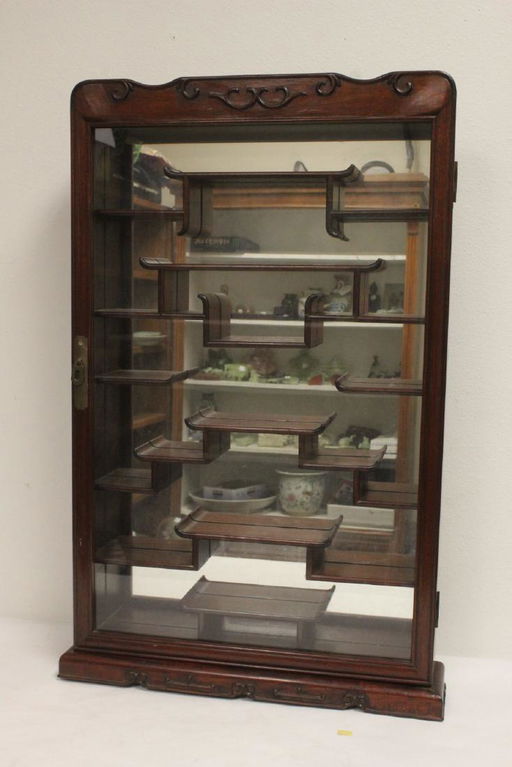 A Rosewood Wall Hanging Curio Cabinet