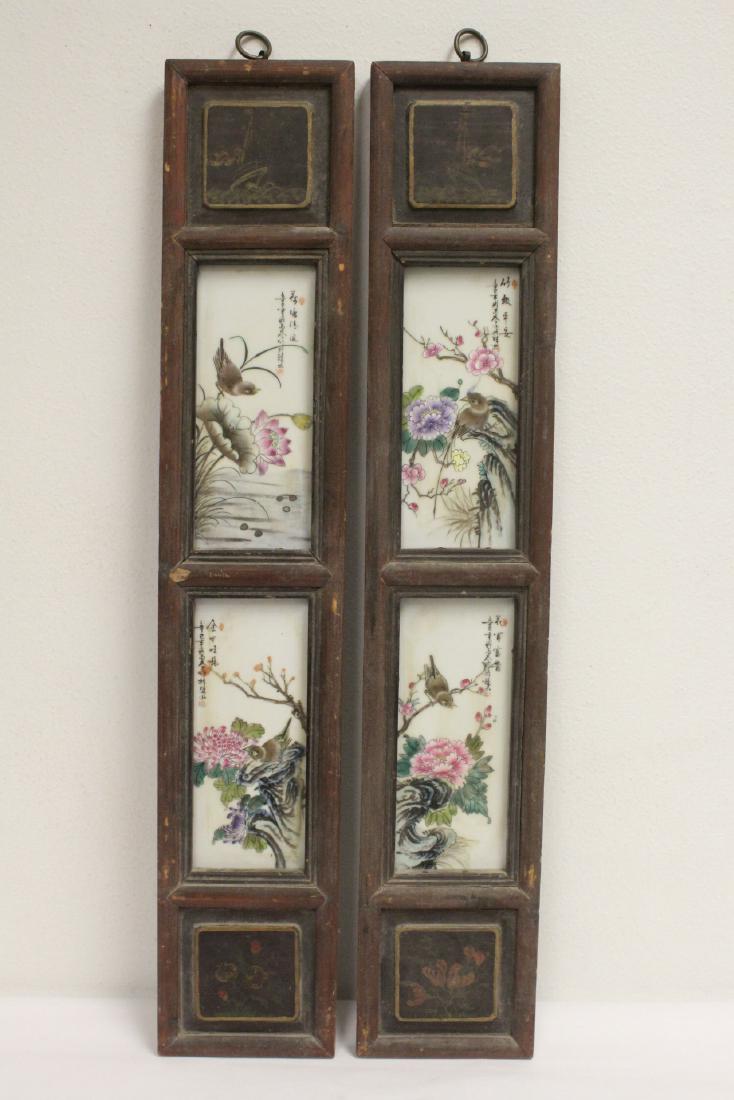 Pair Chinese vintage framed porcelain plaques (1 of 10)
