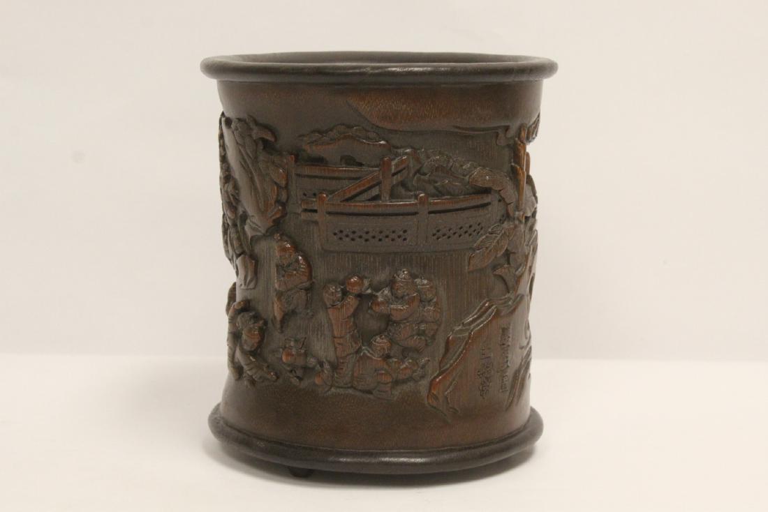 A finely carved bamboo brush holder (1 of 10)