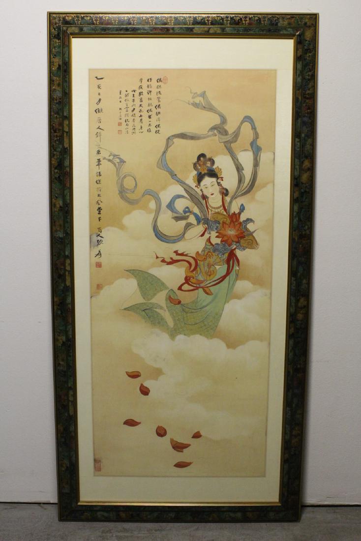 Framed watercolor "Guanyin with calligraphy" (1 of 10)