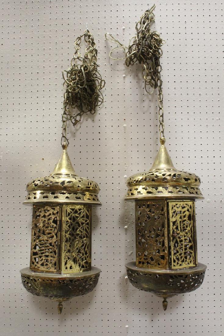 2 Chinese brass ceiling lamps (1 of 10)