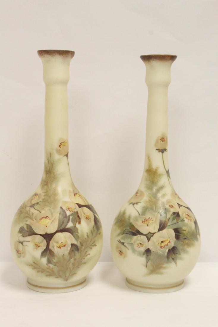 Pair Victorian painted glass vases (1 of 10)