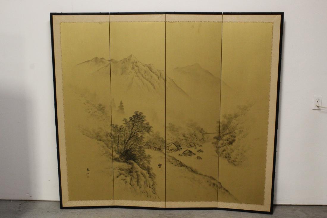 Japanese antique 4-panel screen (1 of 10)