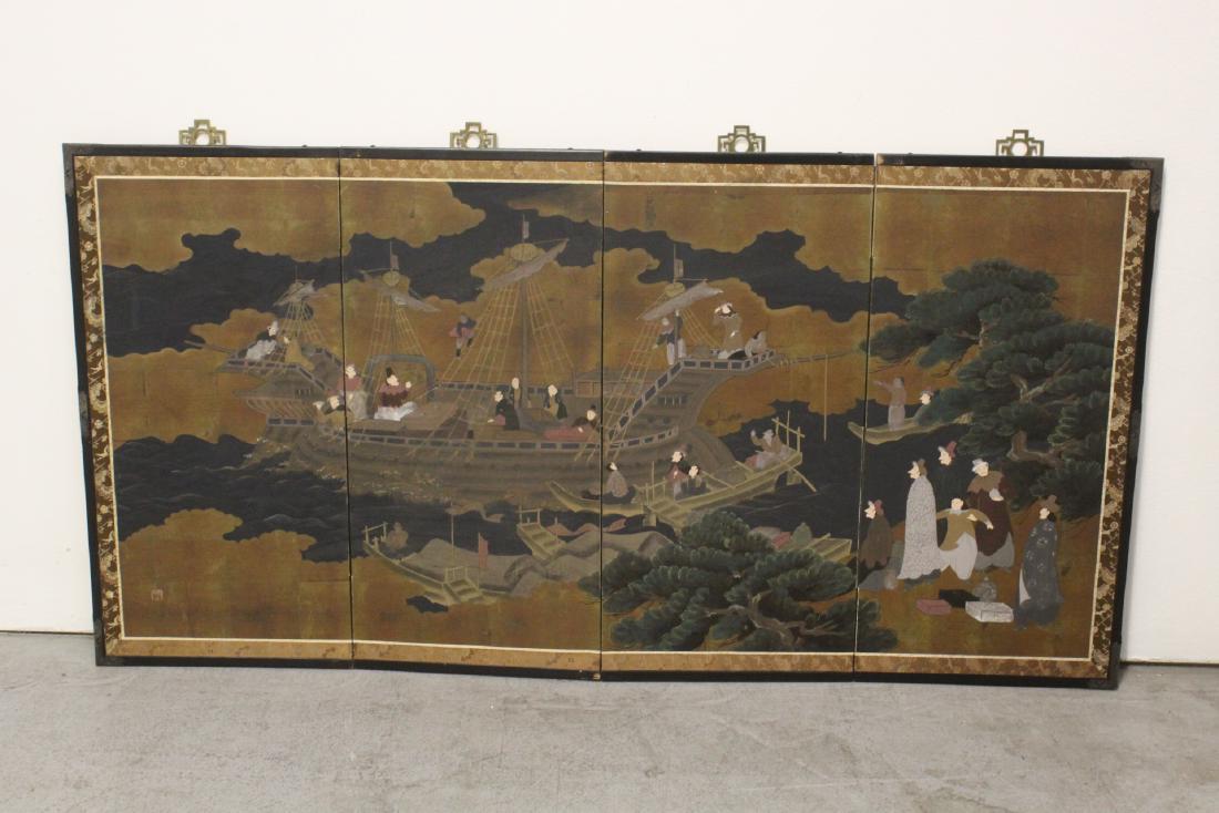 19th/20th century Japanese 4-panel screen (1 of 10)