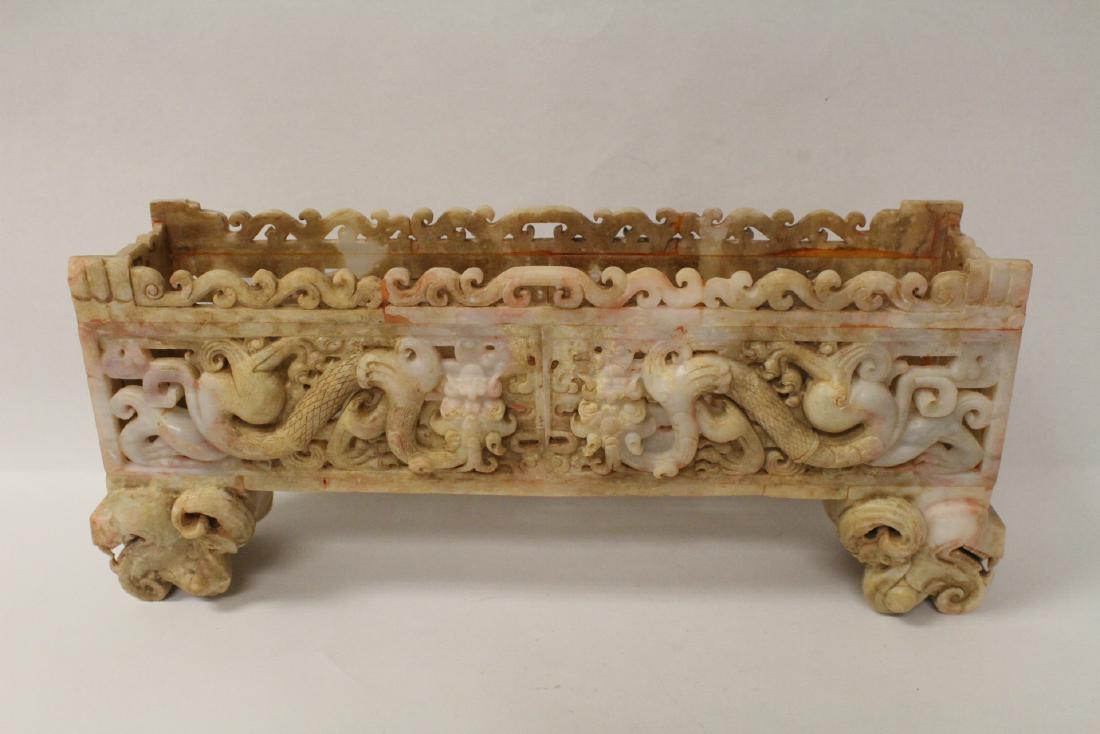 Chinese white jade carved rectangular ding (1 of 10)