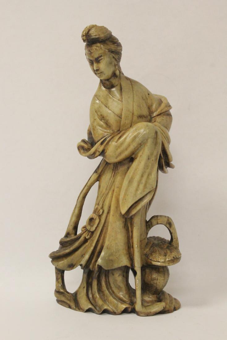 Chinese antique shoushan stone carved Guanyin (1 of 10)