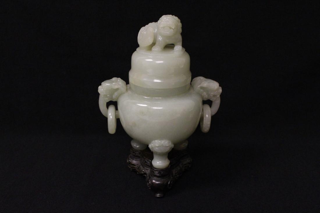 Chinese 18th/19th century Hetian jade carved censor (1 of 10)