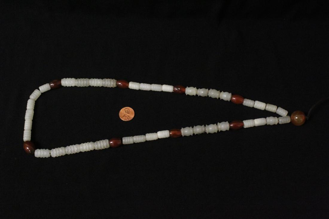 Chinese tubular celadon jade bead necklace (1 of 9)