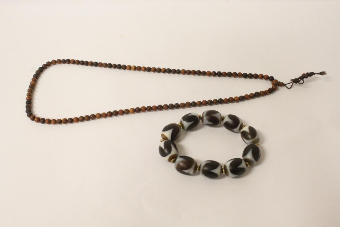 Chinese dzi bead bracelet & a huali wood bead necklace (1 of 9)