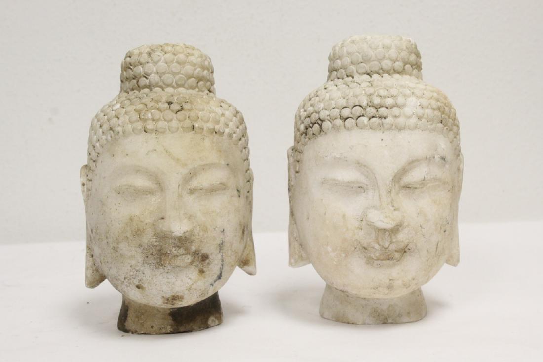2 marble carved Buddha heads (1 of 10)
