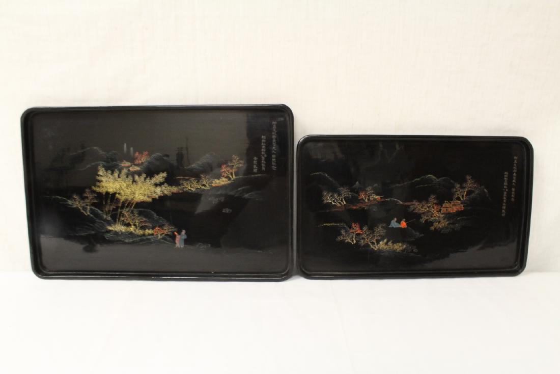 2 Chinese Fuzhou lacquer trays (1 of 10)