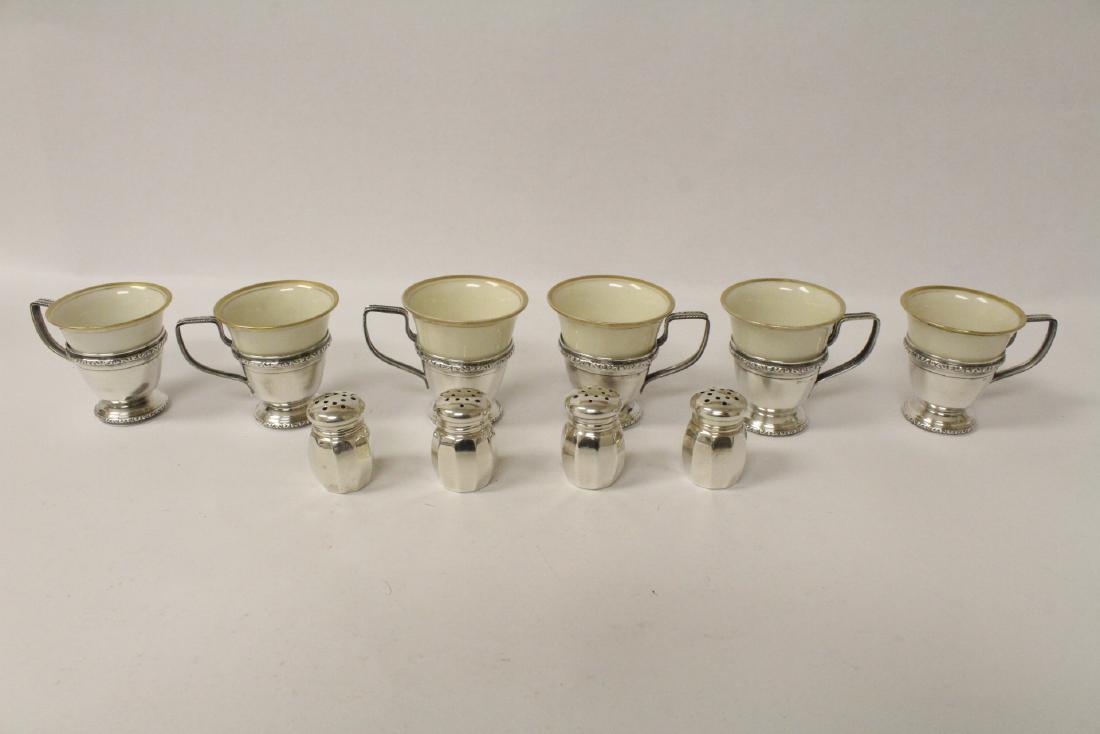 6 Germany tea cups w/ S.P. holder, & 4 sterling shakers (1 of 13)