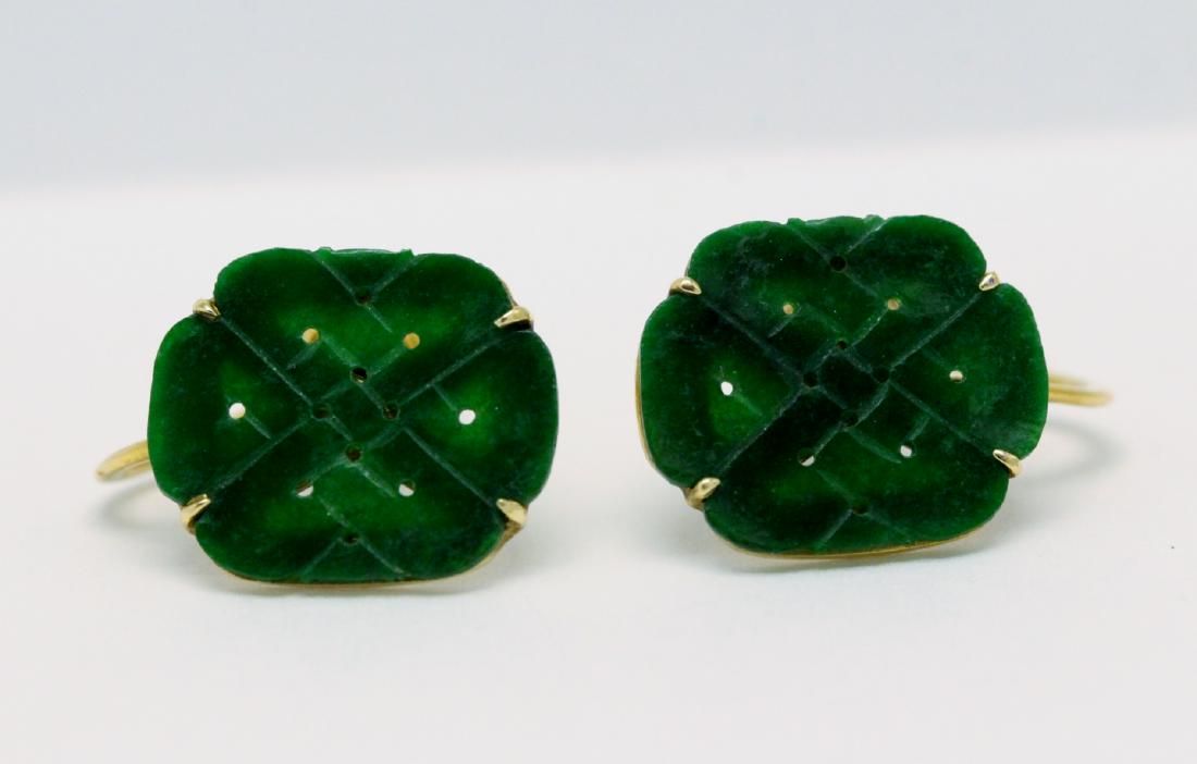 Pair 14K Y/G jadeite earrings (1 of 10)