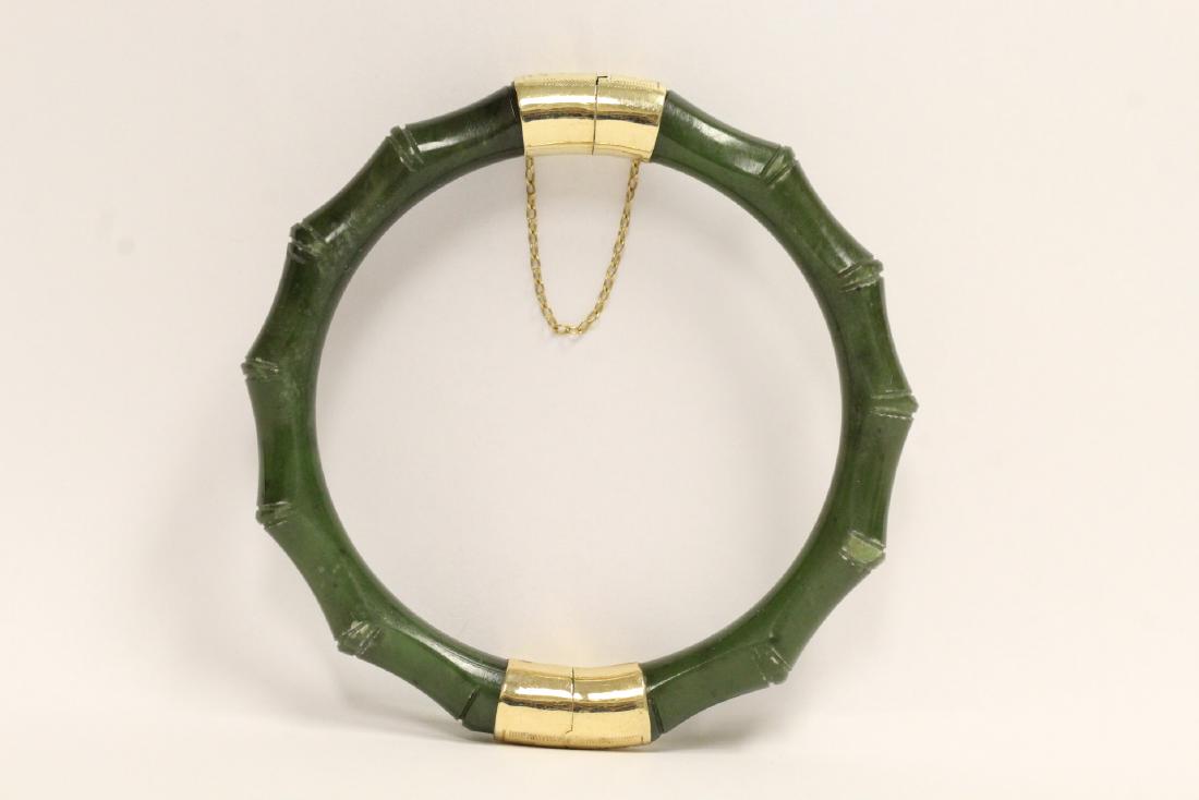 Chinese jade bangle bracelet with 14K clasp (1 of 10)