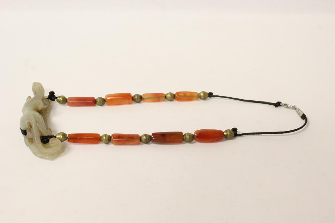 Chinese jade ornament with bead necklace (1 of 10)