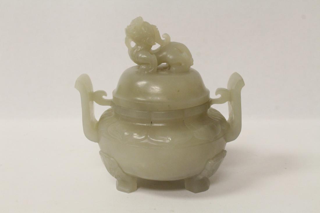 Chinese grey jade carved censer (1 of 10)