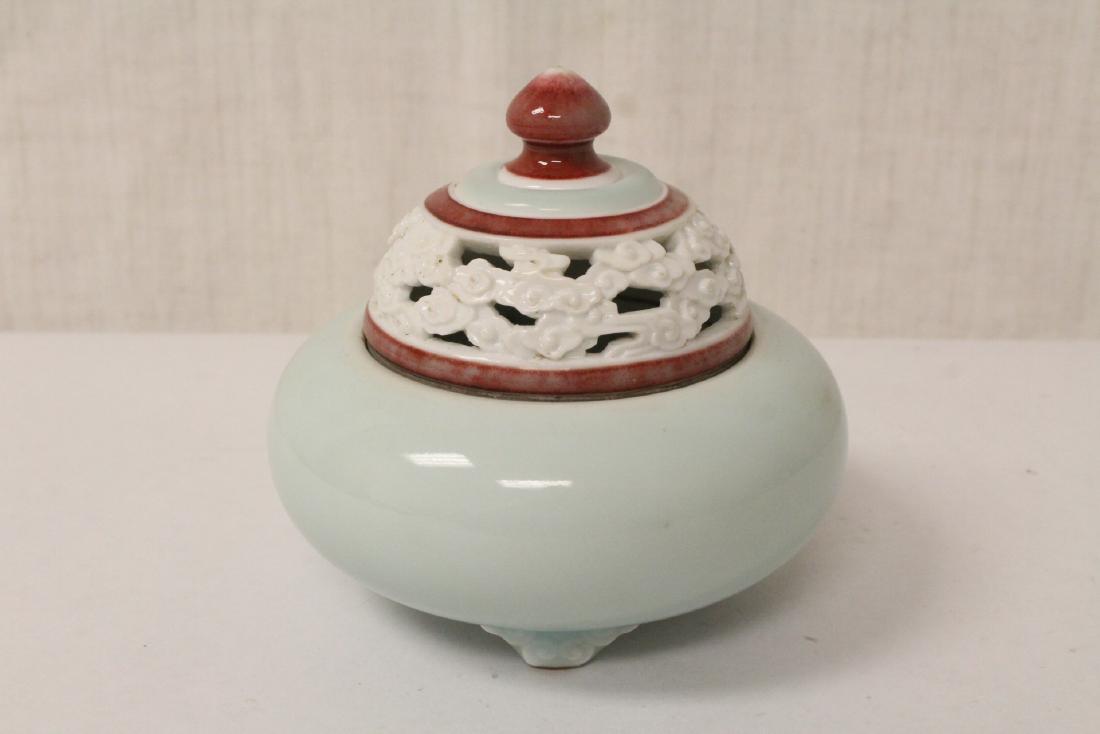 Unusual sky blue glazed covered censer (1 of 9)