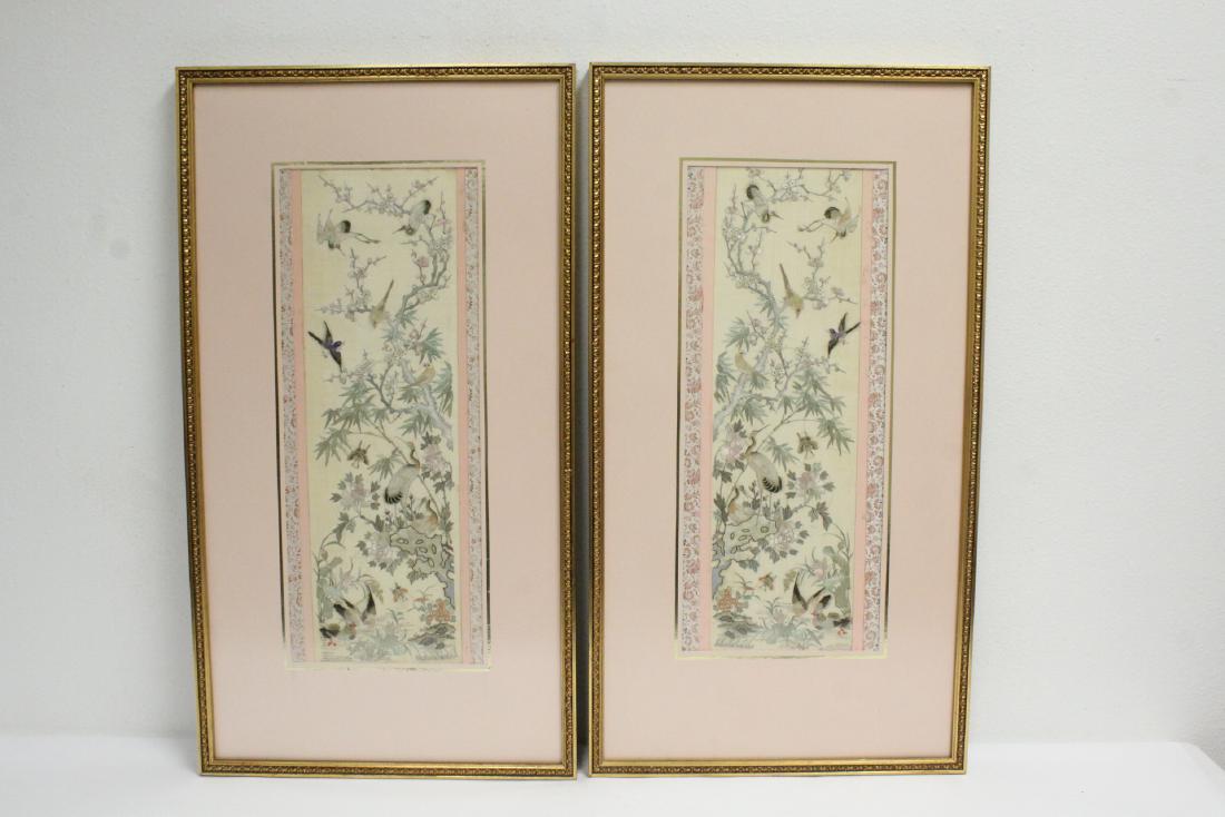 Pair Chinese vintage embroidery panels (1 of 9)