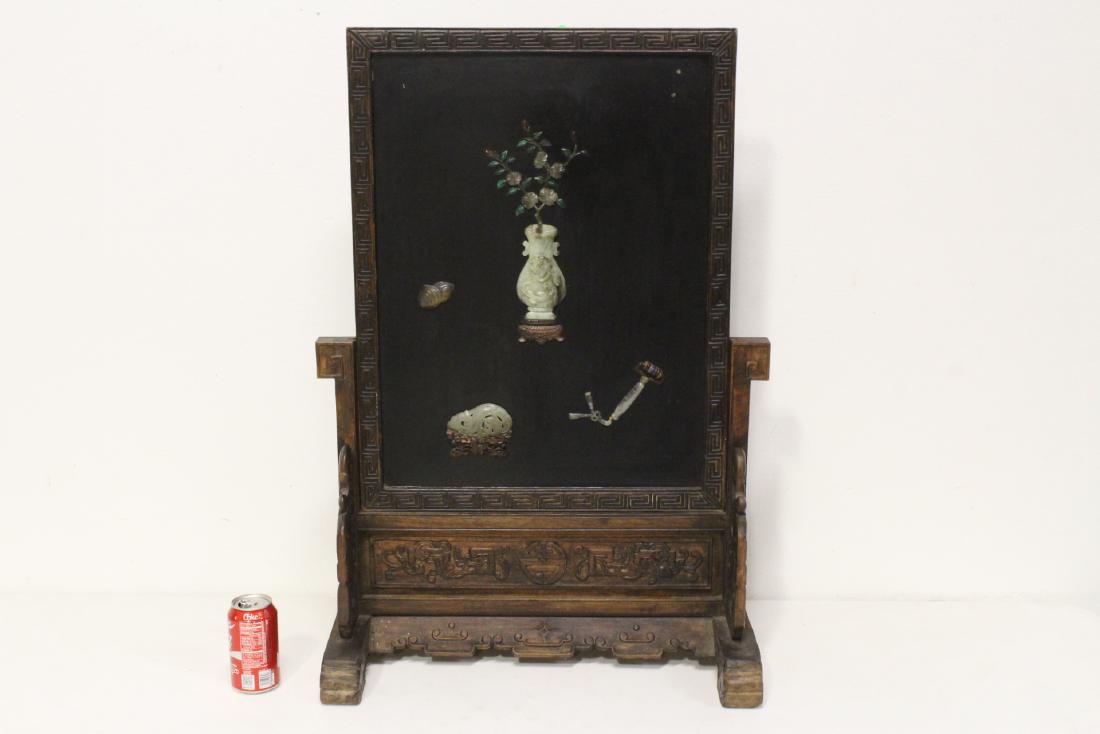 Chinese vintage rosewood panel on rosewood stand (1 of 13)