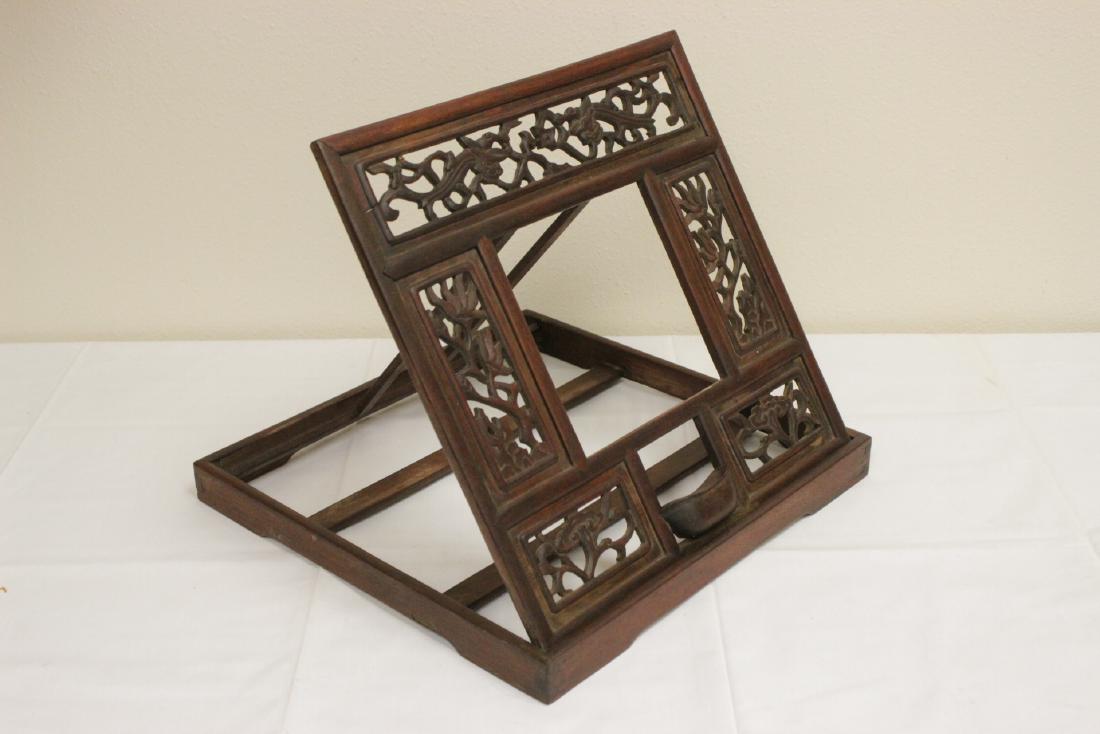 Chinese antique possible huanghuali mirror rack: Chinese antique possible huanghuali mirror rack (no mirror), 12.65"Hx14.65"x14.6"