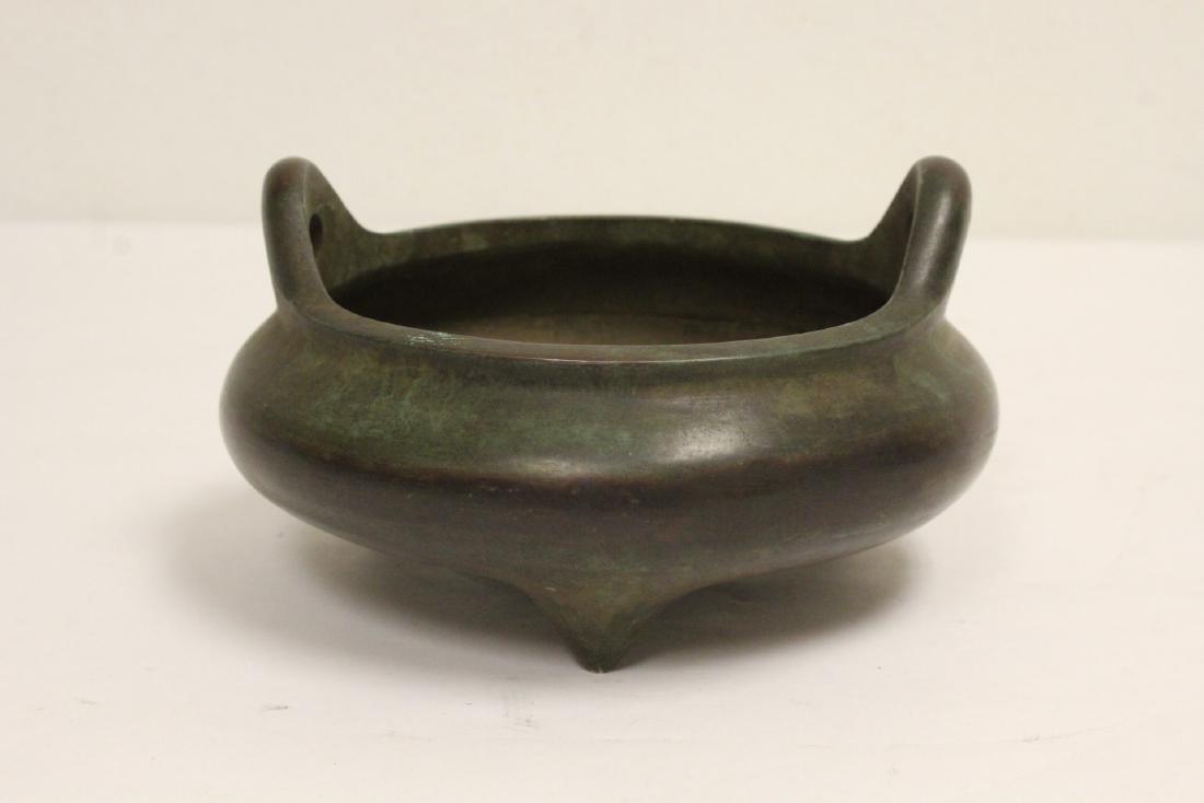 A very heavy Chinese bronze open censer (1 of 10)