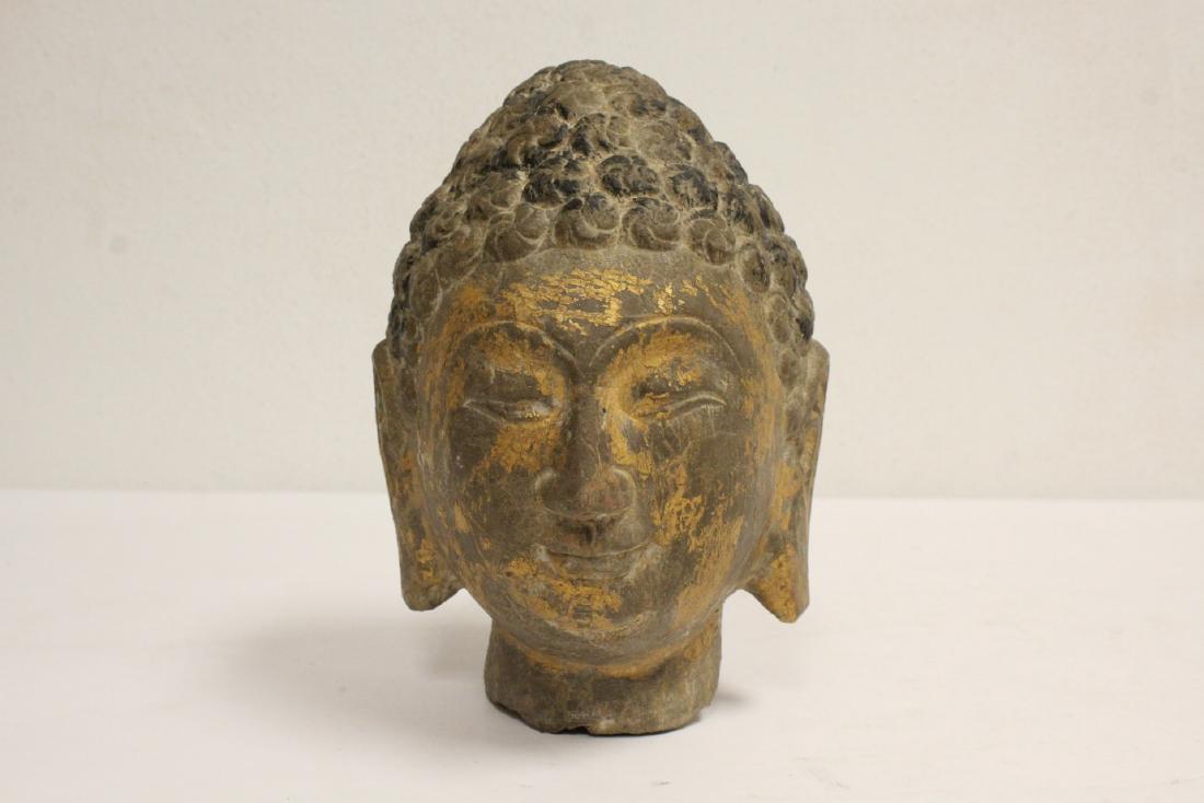 Chinese stone carved Buddha head (1 of 10)
