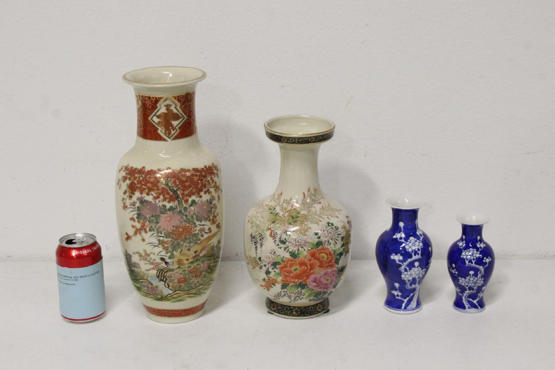 2 satsuma style vases, and 2 blue and white vases (1 of 10)