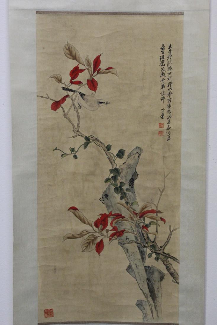 Chinese watercolor scroll "birds and flowers" (1 of 10)