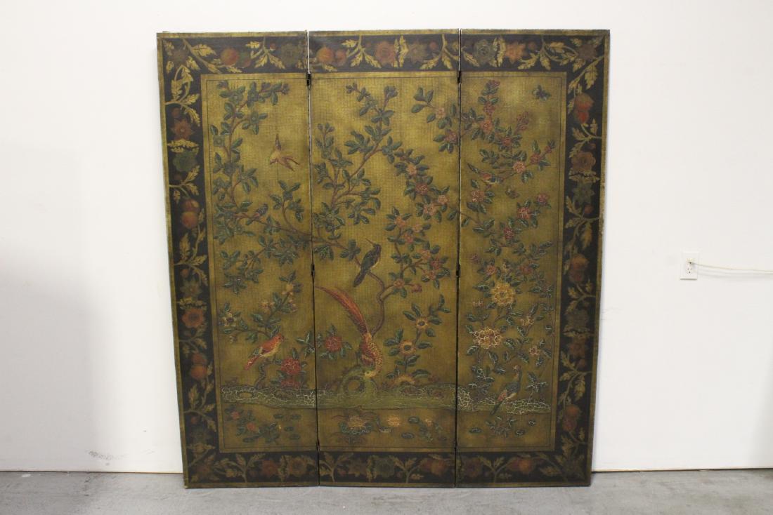 3-panel room divider decorated with flowers (1 of 10)