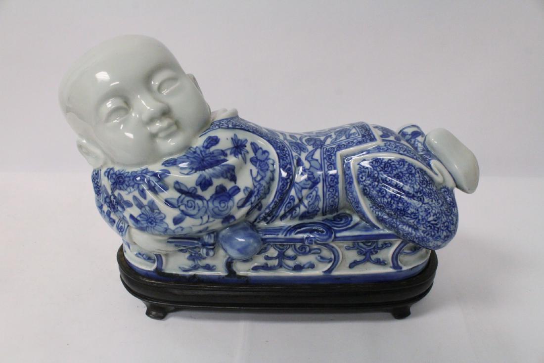 Chinese blue and white pillow in baby motif (1 of 10)