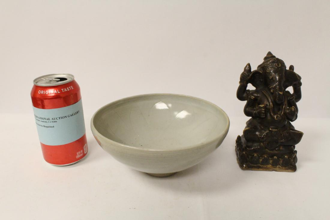 Chinese porcelain bowl, and a brown glazed Ganesha (1 of 10)