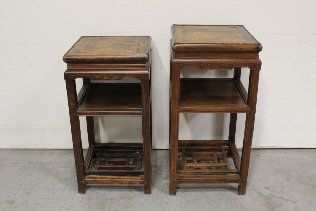 Pair Chinese antique square pedestal tables (1 of 11)